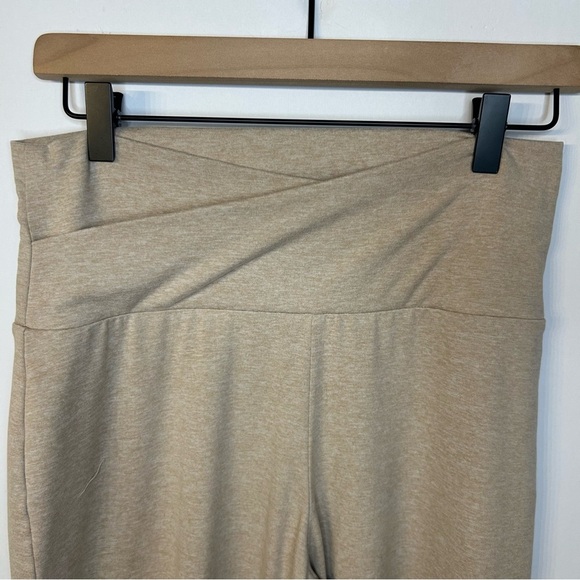 Express Crossover Waist High Rise Wide Leg Knit Pants in Khaki, Size Medium - Picture 2 of 6